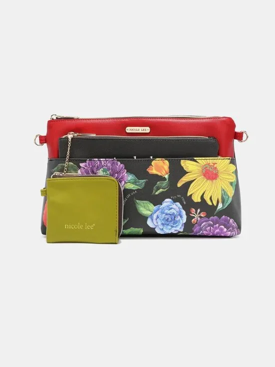 NWT Nicole Lee USA Printed Handbag with Three Pouches - Picture 3 of 3